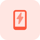 Mobile phone on charging state with lighting bolt logotype icon