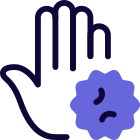 Hand infected by a Corona virus isolated on a white background icon