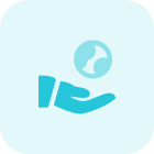 Share knowledge of the world with hand and globe logotype icon