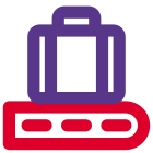 Claiming a lost baggage from a conveyor belt system icon