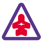 Triangular shape sign board with airplane logotype icon