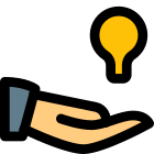 Sharing innovative ideas with hand and bulb logotype icon