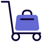 Suitcases carried by trolley service in the hotel icon