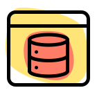 Web connected database for online storage database icon