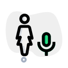 Audio played by businesswoman on a chat messenger icon