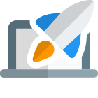 High performance with rocket speed business laptop icon