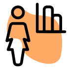 Line chart of the businesswoman with sales graph icon