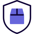 Parcel service with courier safety coverage plan layout icon