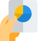 Pie chart handed over to coworkers layout icon