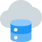 Database server with cloud storage online layout icon