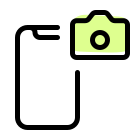 Advance smartphone with in-built camera setup logotype icon