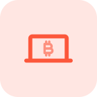 Bitcoin cryptocurrency peer to peer mining on a laptop icon