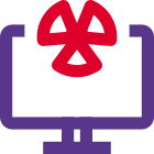 Computer monitoring nuclear energy power plant layout icon