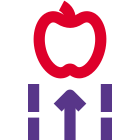Apple with an upward logotype isolated on white background icon