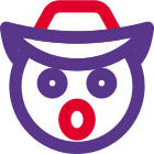 Cowboy emoticon with hat and open mouth icon