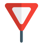 Give way with inverted triangle shape road sign icon