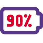 Ninty percent phone battery charging level layout icon