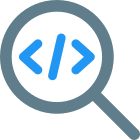 Search programming software with magnification glass logotype icon