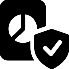 Pie chart sales data record secure with firewall icon