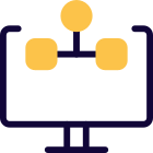 Flowchart of an organisation viewed on computer monitor icon