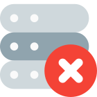 Delete files from the database server isolated on a white background icon
