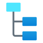 Stacked Organizational Chart Highlighted Parent Node icon