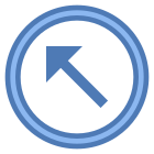Acima e à esquerda dentro de um círculo icon