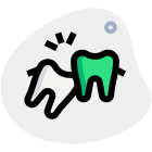 Old age weak tooth begin removed in dental care icon