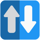 Both way direction traffic incoming and outgoing direction icon