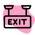 Exit sign for exiting from the hotel room icon