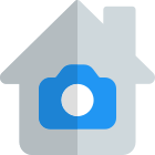 House under security with CCTV cameras isolated on a white background icon