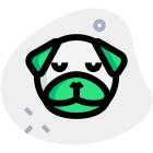 Pensive pug dog expression emoticon in isolated place icon