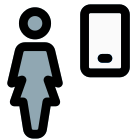 Businesswoman using web messenger on a smartphone icon