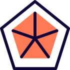 Geometrical Pentagon shape concept isolated on white background icon
