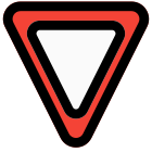 Yield sign for warning and end road icon