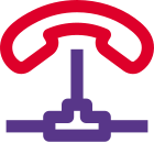 Landline phone network with multiple merge line icon