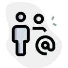 People standing in a group sharing email address icon