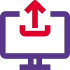 Upload content online from personal computer layout icon