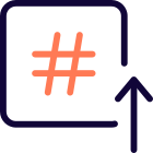 Social media hashtag with up arrow isolated on a white background icon