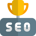 Champion of seo research with trophy logotype icon
