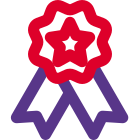 Flower star emblem with double ribbon layout icon