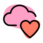 Favorite cloud location for storage with heart shape icon