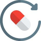 Pill reminder with a loop Arrow isolated on a white background icon