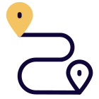 A and B route for the hotel location on the map icon