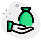 Banking loan with money bag in hand icon