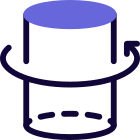 Three dimensional cylindrical model rotating in anticlockwise rotation icon