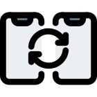 Smartphone with notch and loop synching layout icon