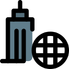 Modern Tower building having international trading deal icon