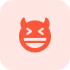 Grinning demon and horns smile with open mouth icon