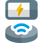 Round charging wireless dock with smartphone layout icon